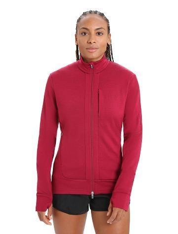 Bluzy Z Kapturem Icebreaker Merino Quantum III Long Sleeve Zip Damskie Różowe | PL 1267VRWD